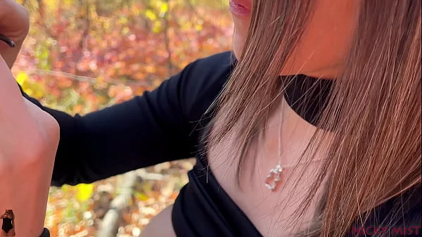 A quick outdoor blowjob with stepsister