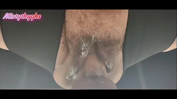 BBW Mistythyghs massages big Hairy cum filled CUNT with Big fat Cock