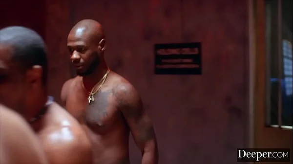 Deeper. Infamous Vicki Chase in massive cell block blowbang