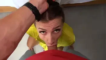 Hard fuck mouth cute girl with ponytails! DEEP THROAT, SQUIRT!