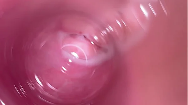 Camera deep inside Mia's teen creamy pussy