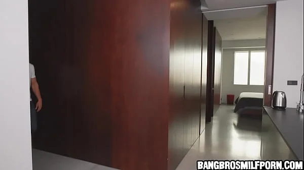 Busty latina gets a visit from her landlord while she was masturbating