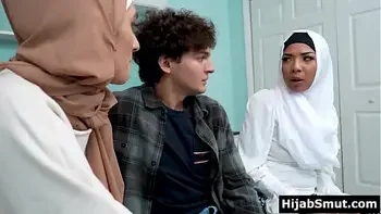 Step brother deflowers muslim step sister & her bff
