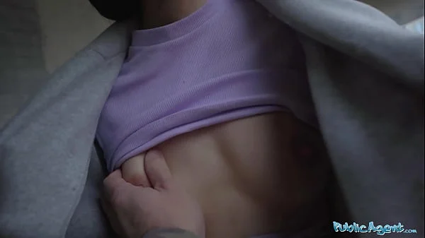 Public Agent Cute little Russian loves to ride cowgirl on a big fat cock