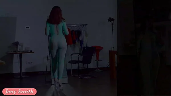 Rehearsals pt1. Jeny Smith in tansparent suit with high heels
