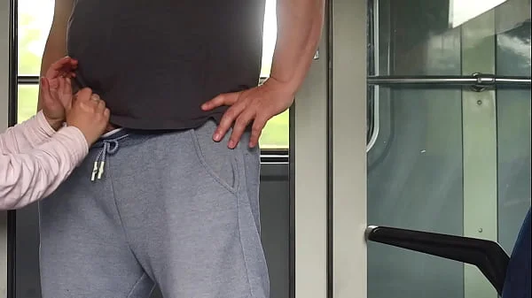 An unknown girl touches my dick in the train and then I jerk off in the bathroom.