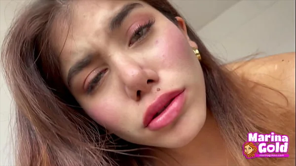 Green-eyed teenie swallows your cum after sex by Marina Gold