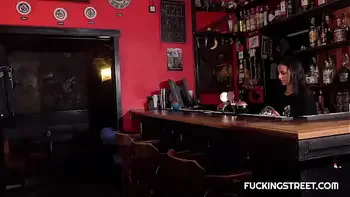 Hardcore sex in a bar with a beautiful waitress