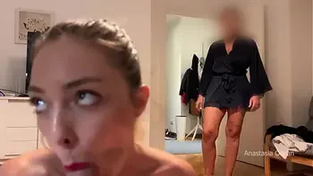 My stepmom caught me giving a blowjob to my boyfriend. We were talking and she watched and he cum.