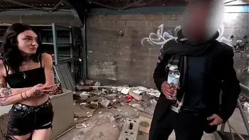 Goth Squatter Girl Cheats On Her Boyfriend And Gets Pounded By Two Black Guys On Their Property!!