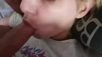 Submissive Slut Wife gets Cum on Face and Mouth before her morning coffee.