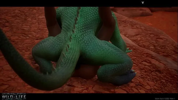 A girl is fucked by a lizard with two cocks - Wild Life