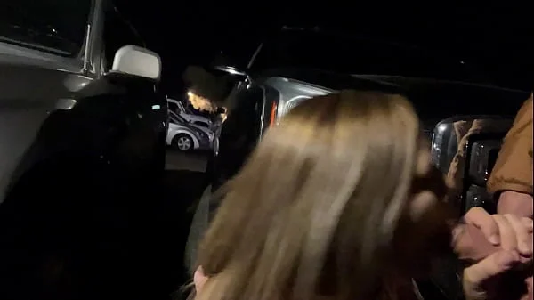 Risky Wife Sucks Cock in Bar/Parking Lot and Cum Walk