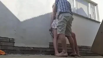 Fucking outdoor behind restroom area of bed and breakfast