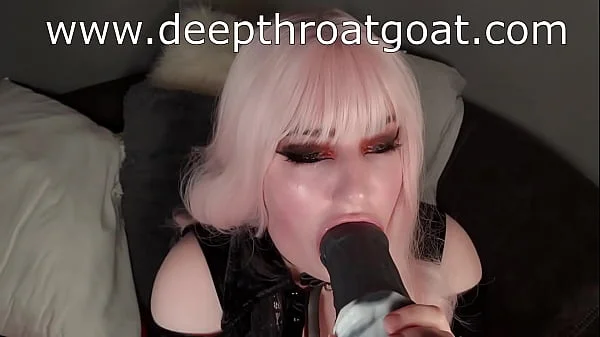 E Girl Deepthroats Huge Bad Dragon Dildo And Cries Black Tears