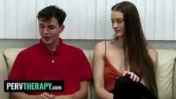 Innocent Skinny StepSister Gets Nailed By Her StepBro In The Therapist Office While She Watches Them