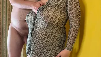 Big boobed slut wife with shaved pussy let me cum inside her with a chance of impregnation - side view