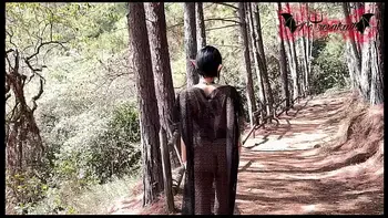 gothic elf, masturbating in the forest