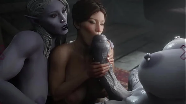 Two guests chose a busty woman for a threesome. Hot animation futanari double penetration