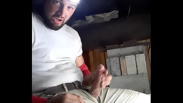 Huge cumshot long fat dick at work