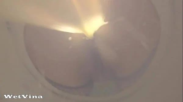 Toilet cam anal milk enema with pissing