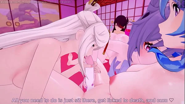 Genshin impact: An unexpected orgy is mounted in The Jade Chamber.(Ningguang, Ganyu, Beidou, Keqing)