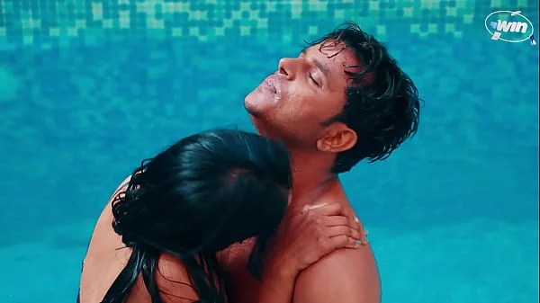 Stepbrother enjoyed with his stepsister in the swimming pool