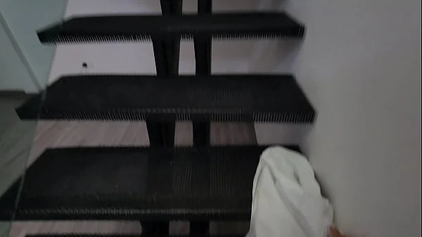 My neighbor comes into my house to take a bath and ends up eating my cock in the shower