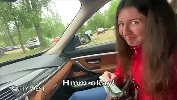 18 y.o. whore sucks dick in a car for money. Spread a slut for blowjob. Katty West