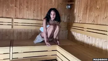 A Pretty Dominican Girl Caught And Fucked in A Sauna While Her Brother Is Busy !!!