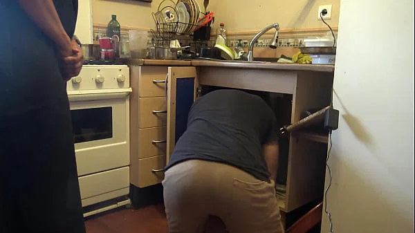 Plumber Fucks Muslim Cuckold Wife In Her Kitchen Because She Doesn't Have Money