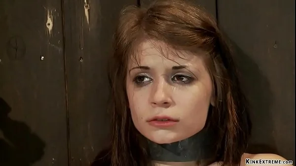 Petite slave is pinned against the wall