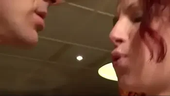 Slutty French redhead delivers pizza and pussy