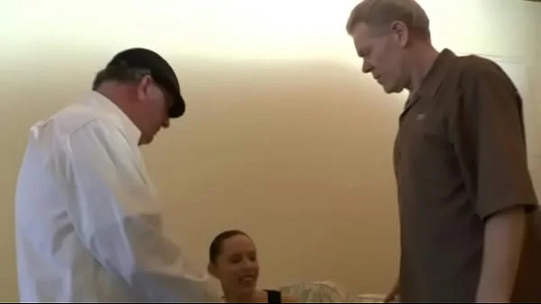 French brunette gets fist fucked by old men