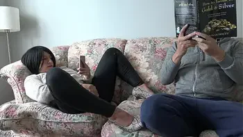 Perverted stepmother masturbates her wet cunt but gets ignored by nerdy stepson