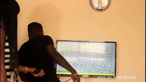 POV the handyman technician with his client in an unprecedented fuck during the repair of the television set on African porn Movies