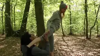 Young amateur interracial couple excited to be catched by voyeurs while an anal sex session in the woods