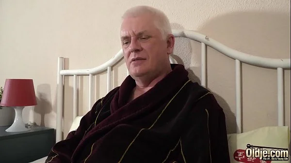 Blonde deepthroats grumpy cock and swallows