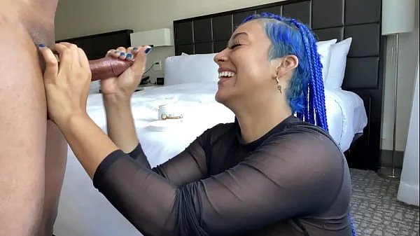 Sloppy blowjob by Blue hair throatgoat