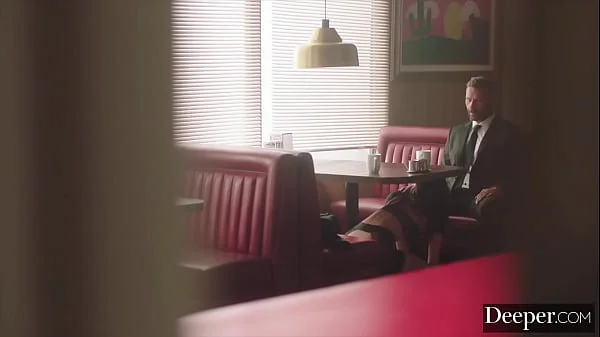 Deeper. Submissive Beauty Chanel Camryn Worships Her Dom's Cock In Restaurant