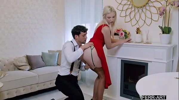 Horny blonde spoiled nymph uses her tailor to satisfy her sexual hunger - Clair Roos