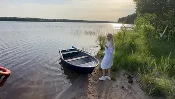 Outdoor risky sex with hot blonde in fishnet