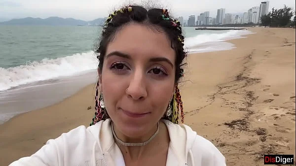 I see you jerking off to me and I want to help you cum! - Cock flashing on public beach