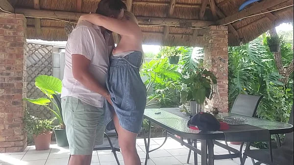Creampie Fucking my best friends wife on the patio while he is at work