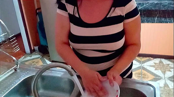 My stepson's friend came over to fuck me while I was washing dishes.