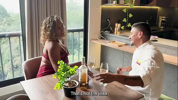 Curvy Hot ebony milf its planted for her Date and fuck the chef big cock for confort- Carla Morelli