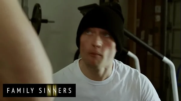 FAMILY SINNERS - Blonde Babe Rides Her Stepbrother's Cock In The Gym, Then Takes His Cum On Her Pussy