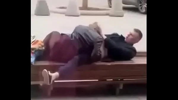 Stupid blonde gives blowjob in public