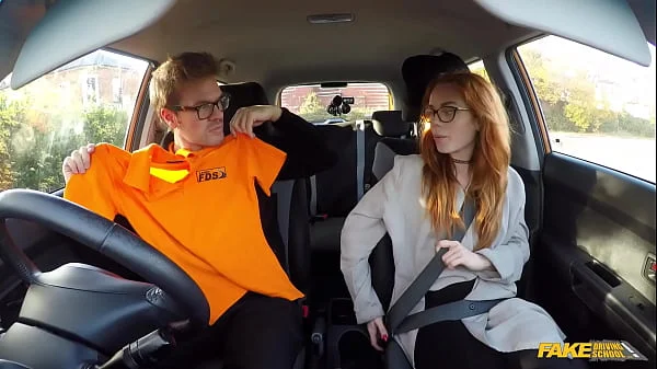 Fake Driving School - British ginger babe Ella Hughes gets her perfect pussy fucked during driving lesson