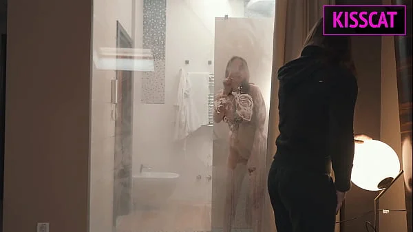 Birthday Gift for Cuck Husband: Hot Wifey Fucks Handyman in Hotel in Front Hubby Holds Hand and Hair